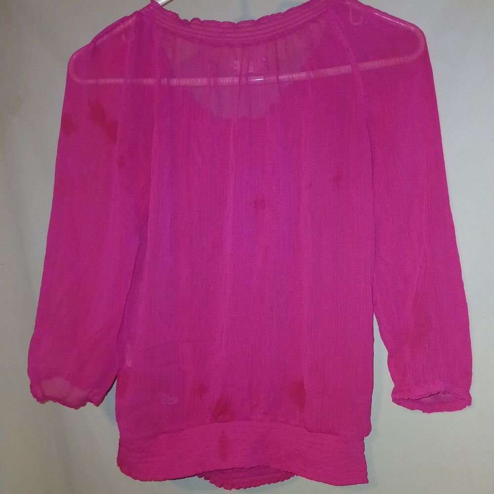 Hollister Fuchsia Pink Ruffle-Front Blouse Size S